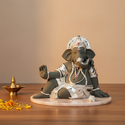 Samridhi Ganesha on Rose Quartz Base