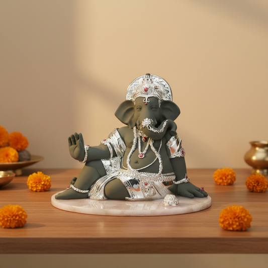 Samridhi Ganesha on Rose Quartz Base