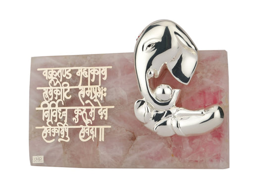 Nimantran Ganesha on Rose Quartz