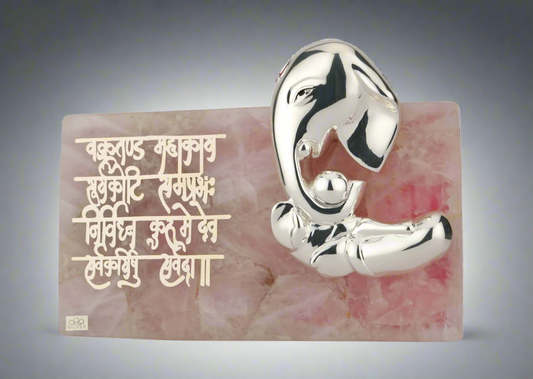 Nimantran Ganesha on Rose Quartz