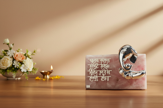 Nimantran Ganesha on Rose Quartz