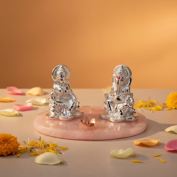 Lakshmi Ganesha on Rose Quartz Base