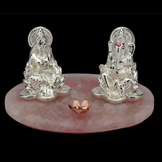 Lakshmi Ganesha on Rose Quartz Base