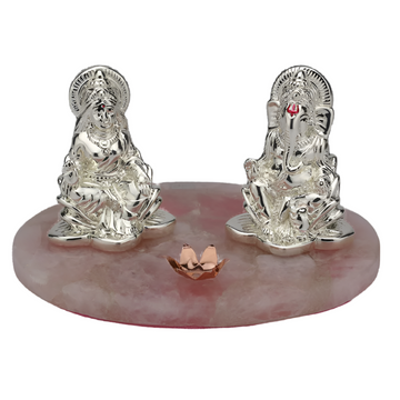 Lakshmi Ganesha on Rose Quartz Base