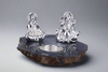 Lakshmi Ganesha Sitting Pair on Agate Tea Light Holder