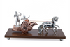 Lord Krishna and Arjun Rath Chariot Horse on Wooden Base