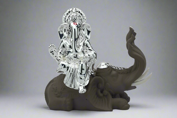 Silver Ganesha On Elephant