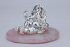 Silver Ganesh Anand on Rose Quartz Base