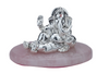 Silver Ganesh Anand on Rose Quartz Base