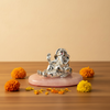 Silver Ganesh Anand on Rose Quartz Base