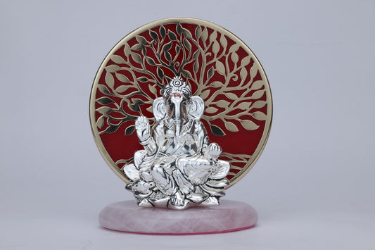 Tree of Life Ganesha Ji On Rose Quartz