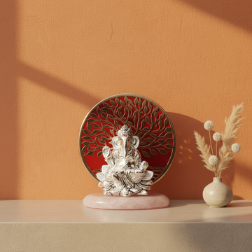 Tree of Life Ganesha Ji On Rose Quartz