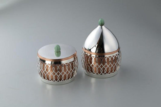 Diamond Cutwork Jars on Copper Sterling Silver