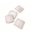 Rose Quartz Natural Coaster with Golden Gilded (Set of 4)