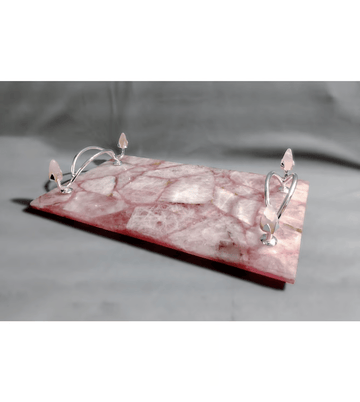 Rose Quartz Tray With Handle