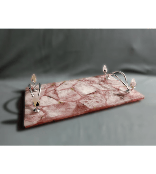 Rose Quartz Tray With Handle