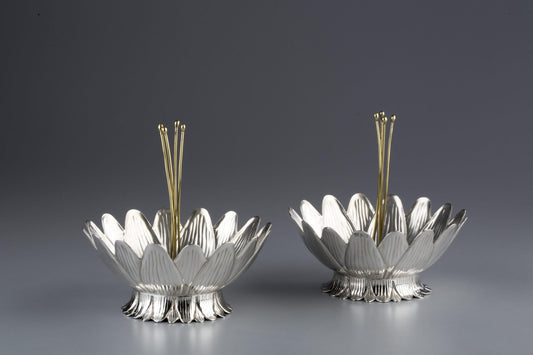 Flower Textured Nut Bowls Set of 2 Sterling Silver