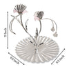 Line hammered platter with Two Pink bird