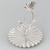 Line hammered platter with Pink bird