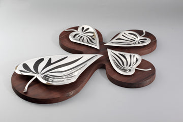 Enamelled Leaf Platter Sterling Silver