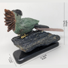 Green Jade Parrot Perched on Tourmaline Gemstone