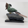 Green Jade Parrot Perched on Tourmaline Gemstone