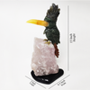 Green Jade Toucans Perched on Rose Quartz