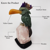 Green Jade Toucans Perched on Rose Quartz