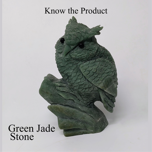 Green Natural Jade Owl Sculpture