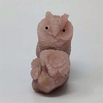 Rose Quartz Owl Sculpture