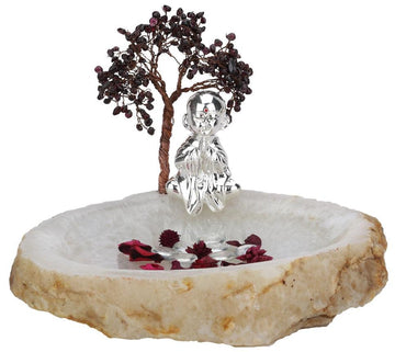 Peaceful Monk on Agate with Tree