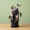 Rose Quartz Birds Figurines on Black Tourmaline Stone
