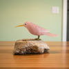 Rose Quartz Hummingbird Perched on Natural Agate