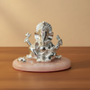 Silver Ganesha Namah on Rose Quartz Stone Base