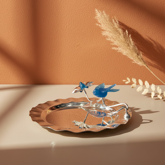Wave Platter With Blue Flying Bird