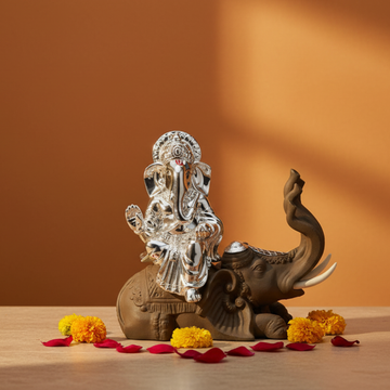 Silver Ganesha On Elephant
