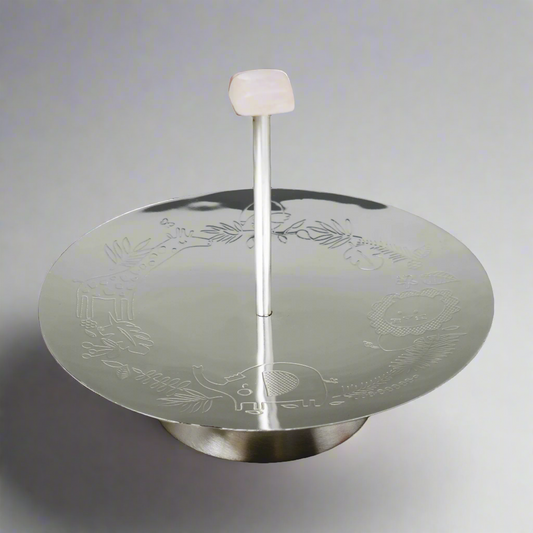 Baby Round Platter with Handle with Pink Knob