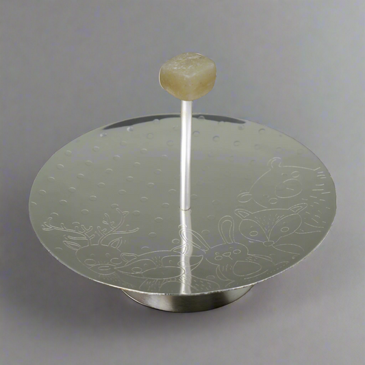 Baby Round Platter with Handle with Green Knob