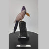 Rose Quartz Toucans Sculpture Bird on Black Tourmaline Stone