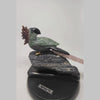 Green Jade Parrot Perched on Tourmaline Gemstone