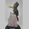 Green Jade Toucans Perched on Rose Quartz