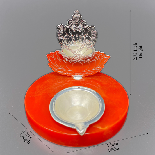 Lord Ganesh ji with diya on resin base